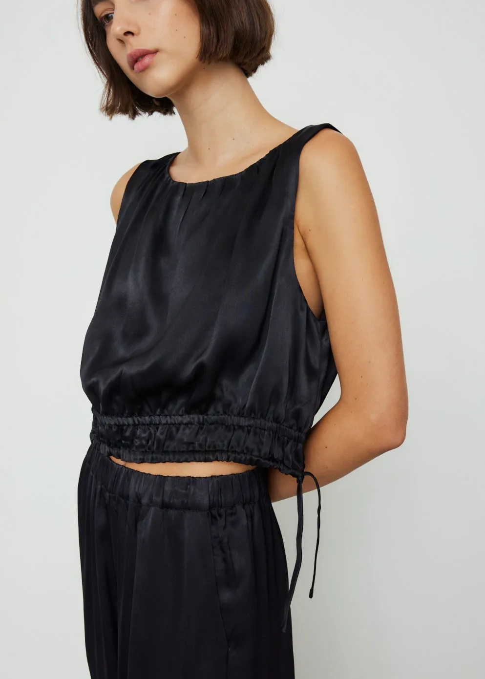 Annie Satin Gathered Top