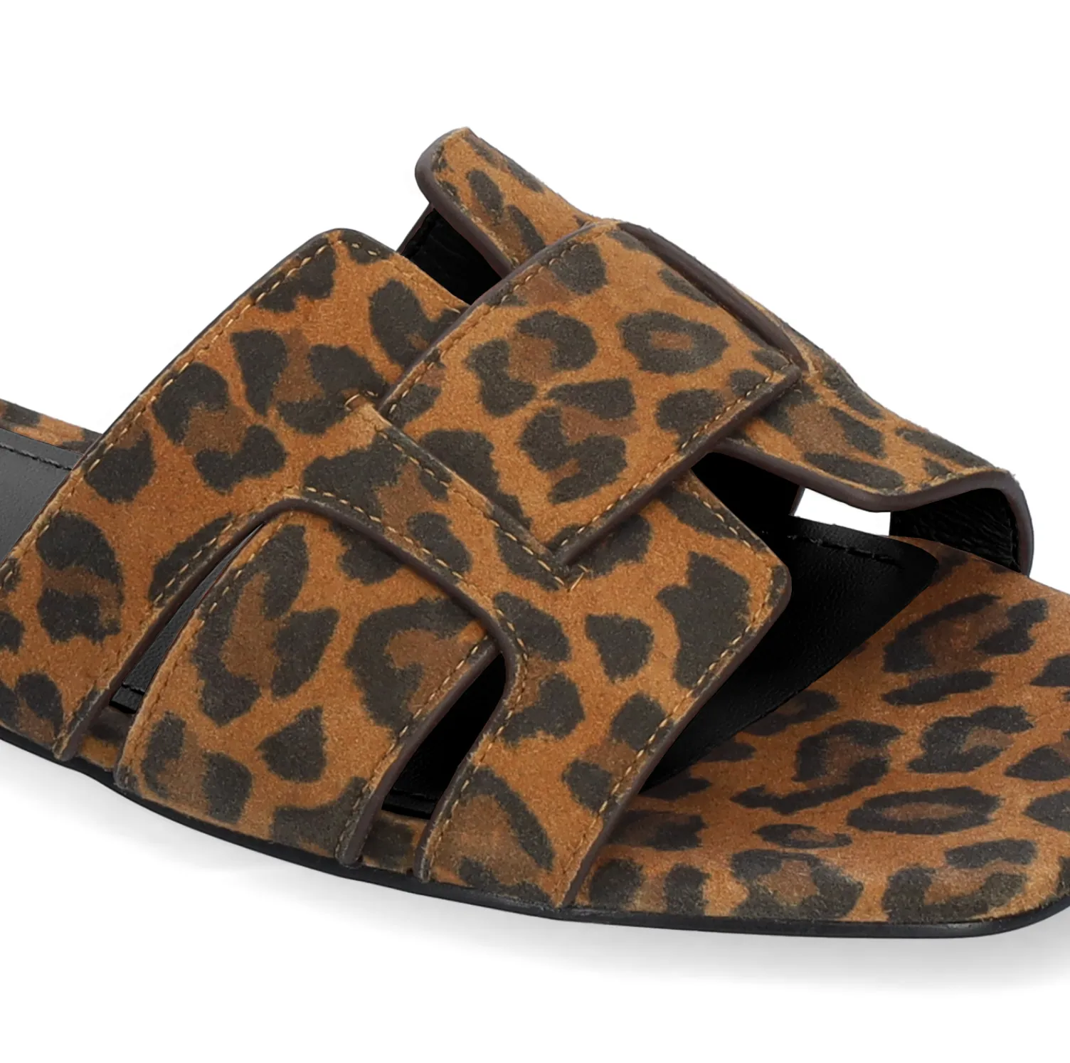 Bibi Lou Holly Leopard Leather Flat Sandals