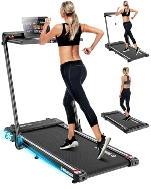 BULAPEACH Treadmill Walking Pad with Incline, 3 in 1 Foldable Treadmill with Removable Desk Workstation, Under Desk Compact Walking Treadmills for Home Small Office with Wristband Remote Control