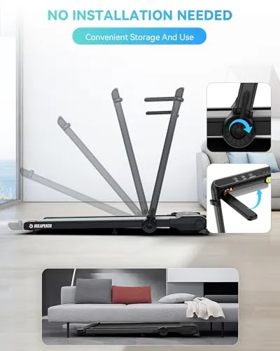 BULAPEACH Treadmill Walking Pad with Incline, 3 in 1 Foldable Treadmill with Removable Desk Workstation, Under Desk Compact Walking Treadmills for Home Small Office with Wristband Remote Control