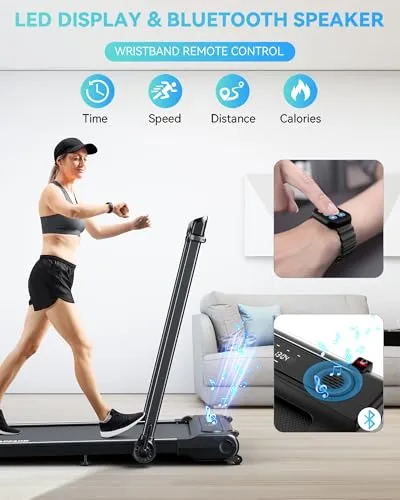 BULAPEACH Treadmill Walking Pad with Incline, 3 in 1 Foldable Treadmill with Removable Desk Workstation, Under Desk Compact Walking Treadmills for Home Small Office with Wristband Remote Control