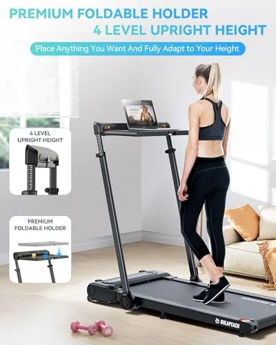 BULAPEACH Treadmill Walking Pad with Incline, 3 in 1 Foldable Treadmill with Removable Desk Workstation, Under Desk Compact Walking Treadmills for Home Small Office with Wristband Remote Control