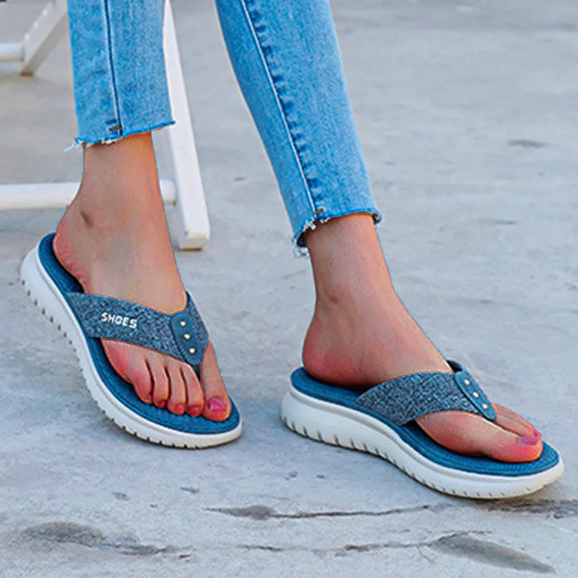 Cilool Women Flip Flop Slides Comfortable T- Strap Slippers