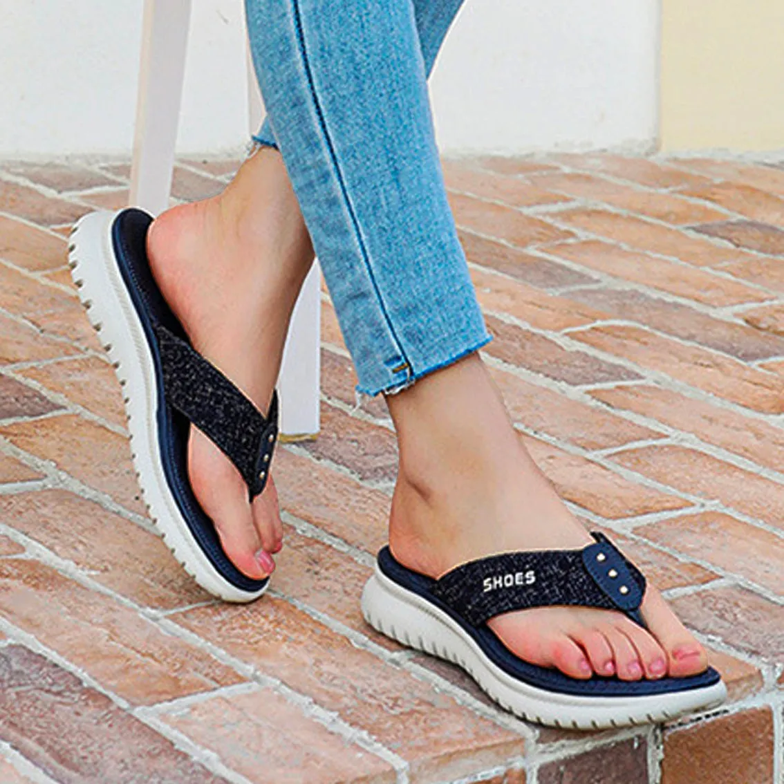 Cilool Women Flip Flop Slides Comfortable T- Strap Slippers