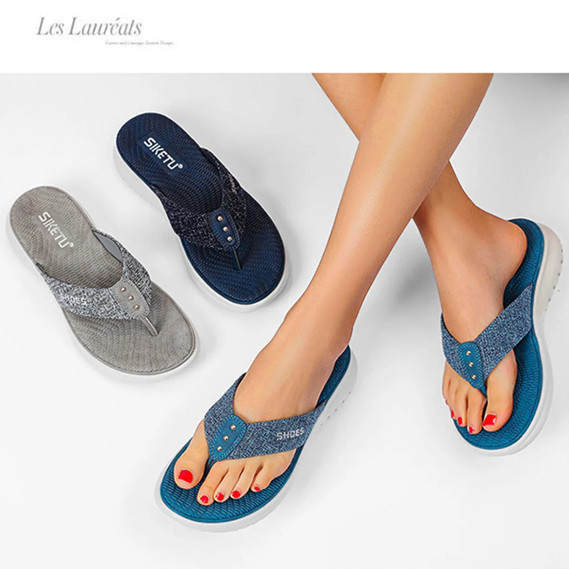 Cilool Women Flip Flop Slides Comfortable T- Strap Slippers