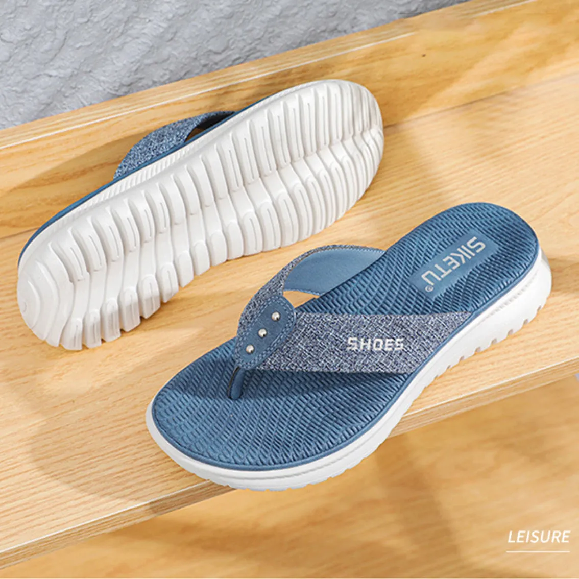 Cilool Women Flip Flop Slides Comfortable T- Strap Slippers