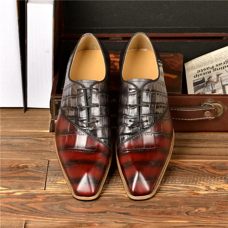 Croc-Embossed Veltique Lace-ups