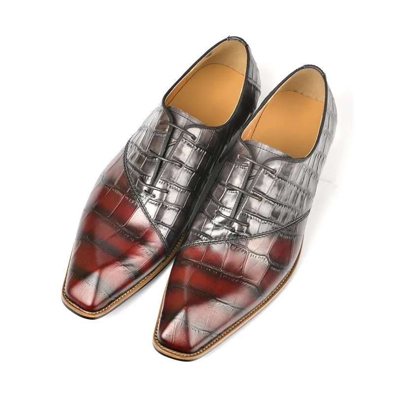 Croc-Embossed Veltique Lace-ups