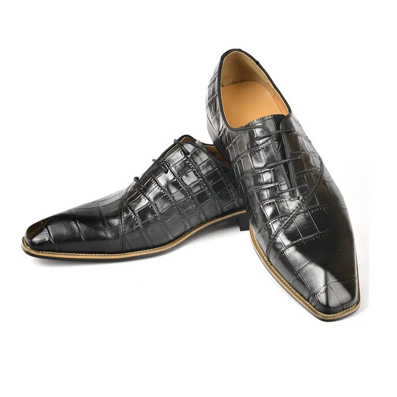 Croc-Embossed Veltique Lace-ups