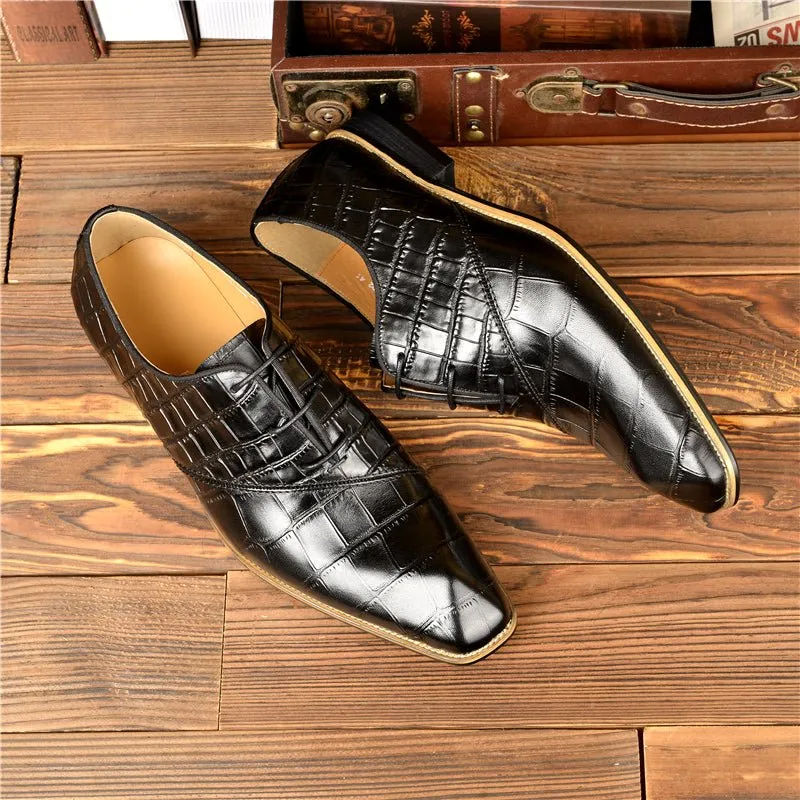 Croc-Embossed Veltique Lace-ups