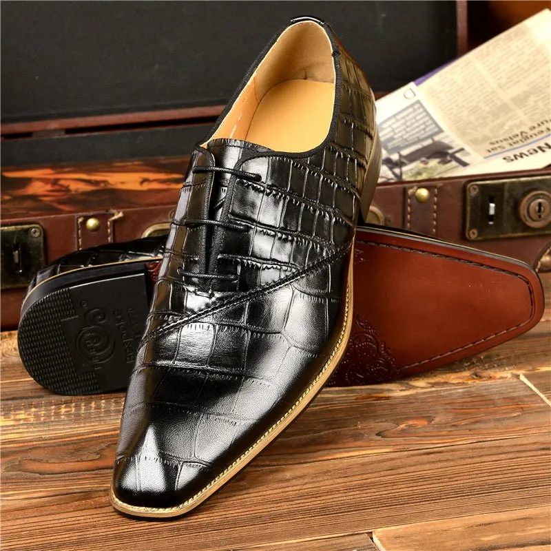 Croc-Embossed Veltique Lace-ups