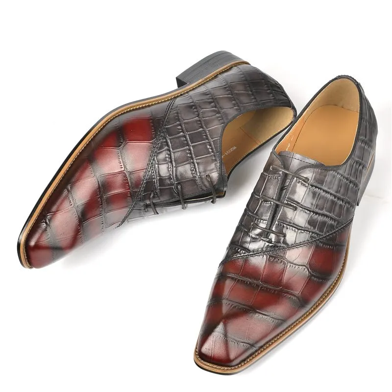 Croc-Embossed Veltique Lace-ups