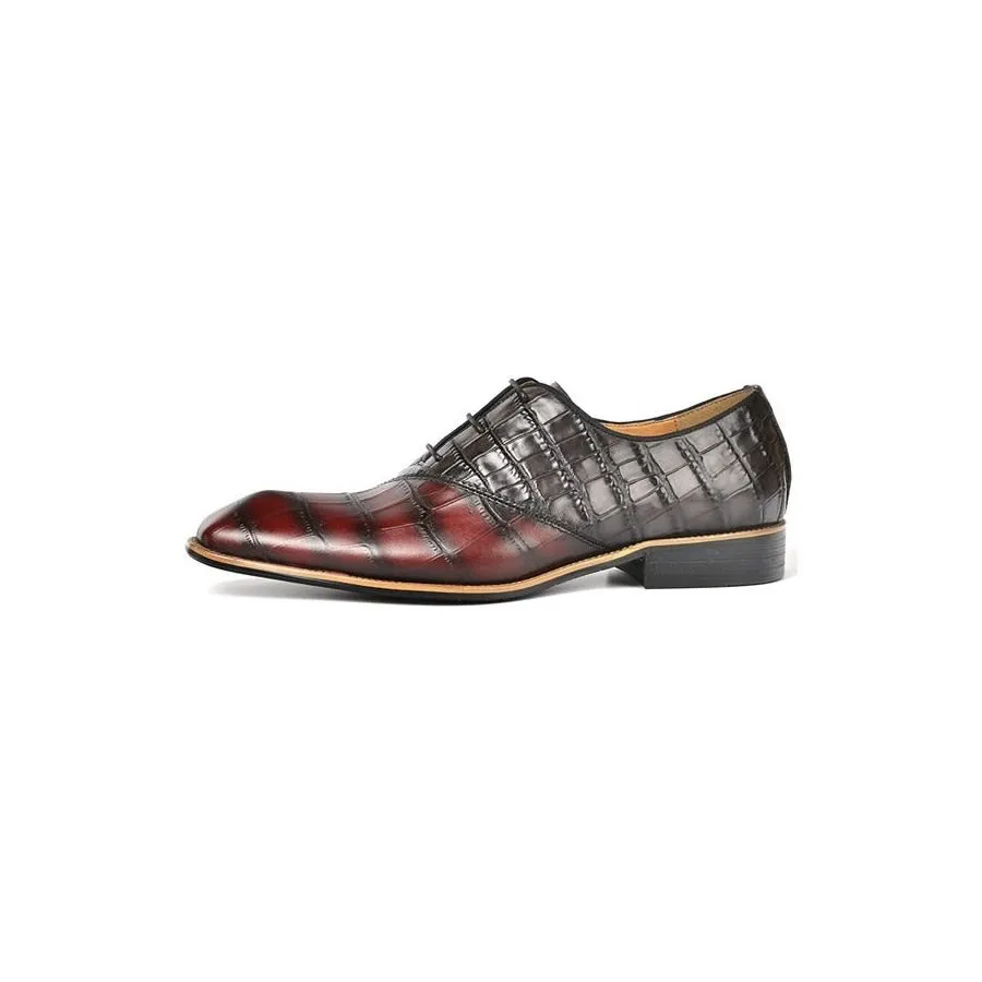 Croc-Embossed Veltique Lace-ups