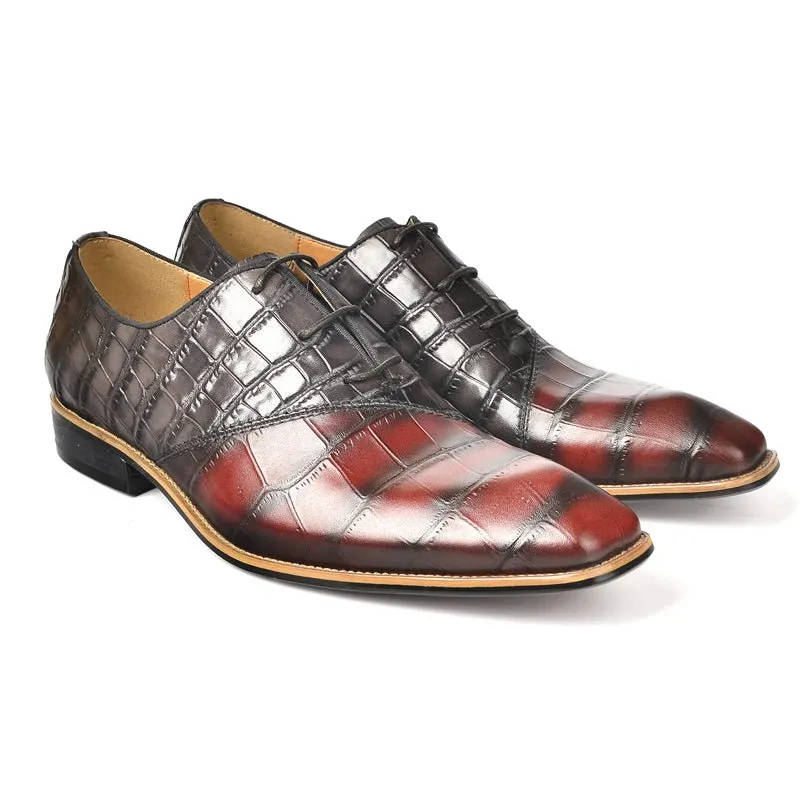 Croc-Embossed Veltique Lace-ups