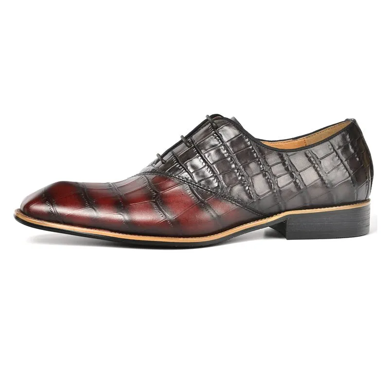 Croc-Embossed Veltique Lace-ups