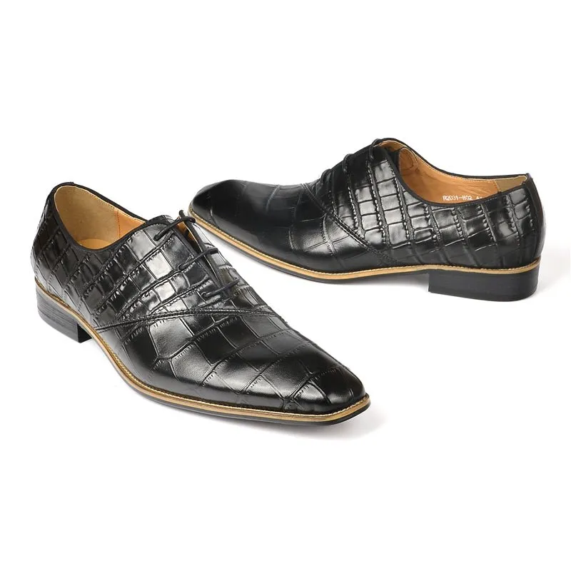 Croc-Embossed Veltique Lace-ups