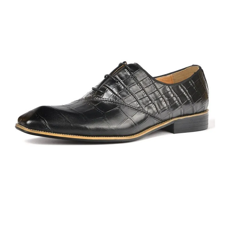 Croc-Embossed Veltique Lace-ups