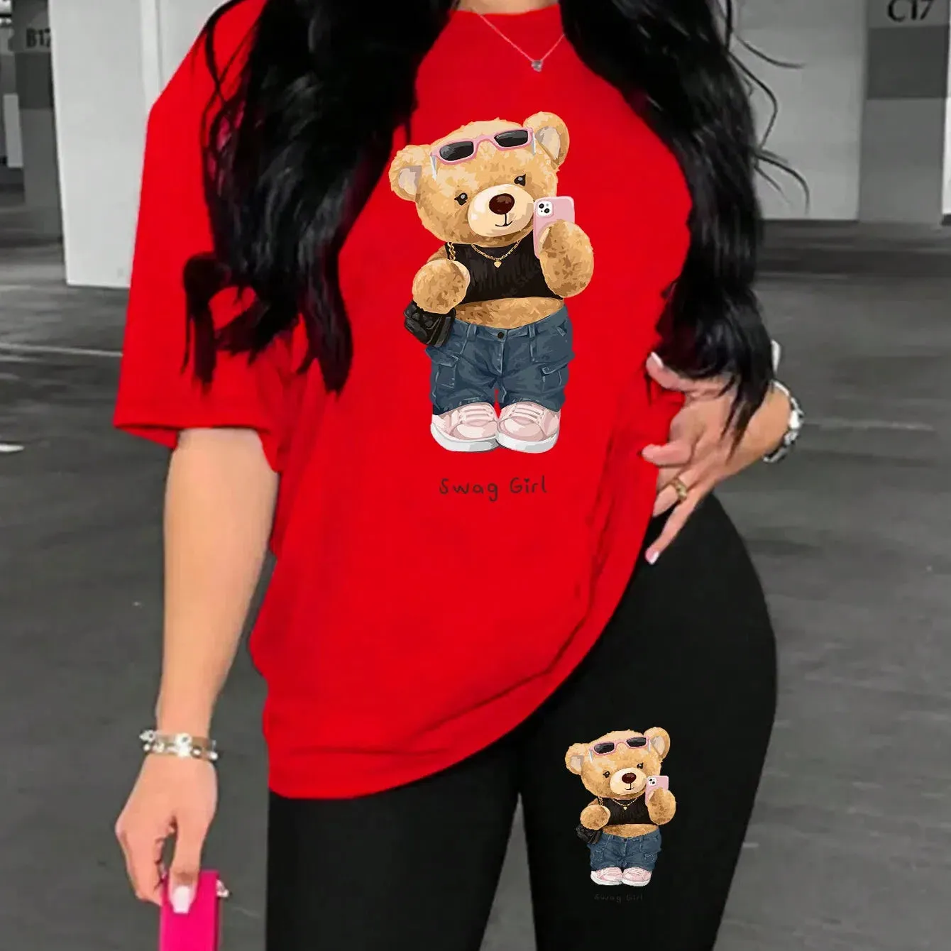 Cute And Fashionable Plush Bear Woman Shorts Set Comfy Style