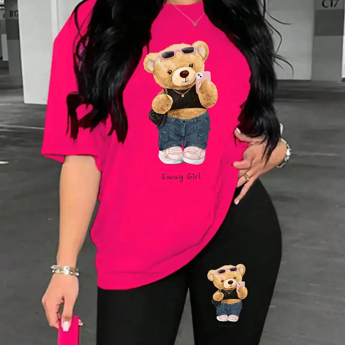 Cute And Fashionable Plush Bear Woman Shorts Set Comfy Style
