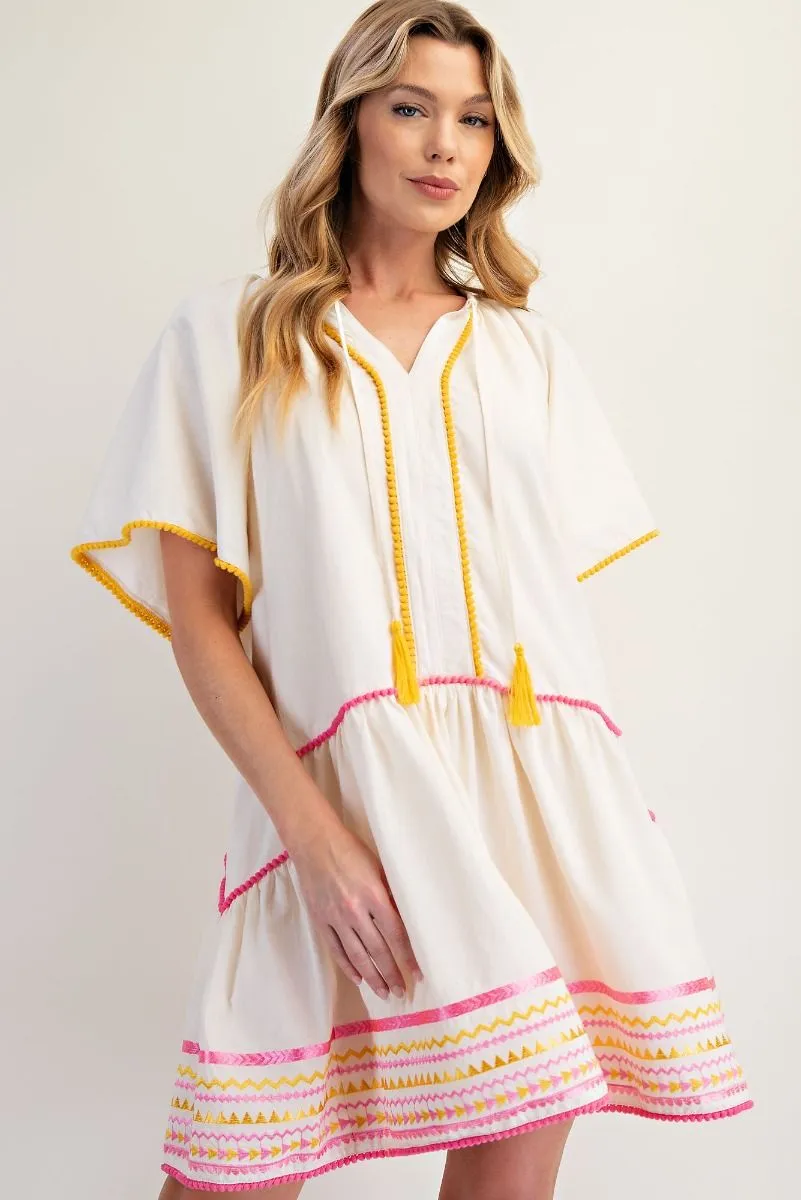 Embroidered Hem Dress