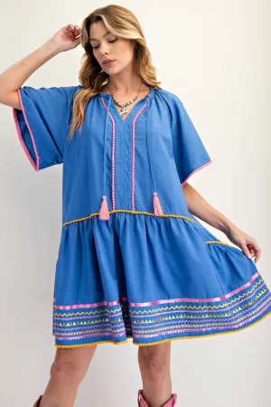 Embroidered Hem Dress