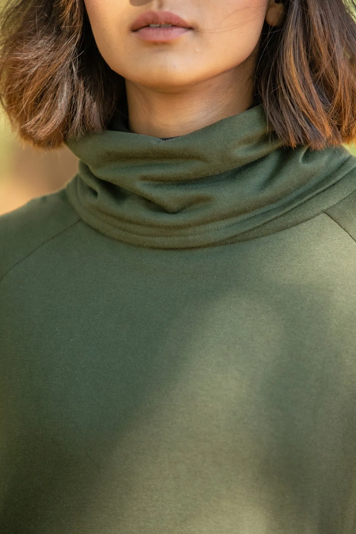 Hailey Pullover Dress for Winter - Olive Green