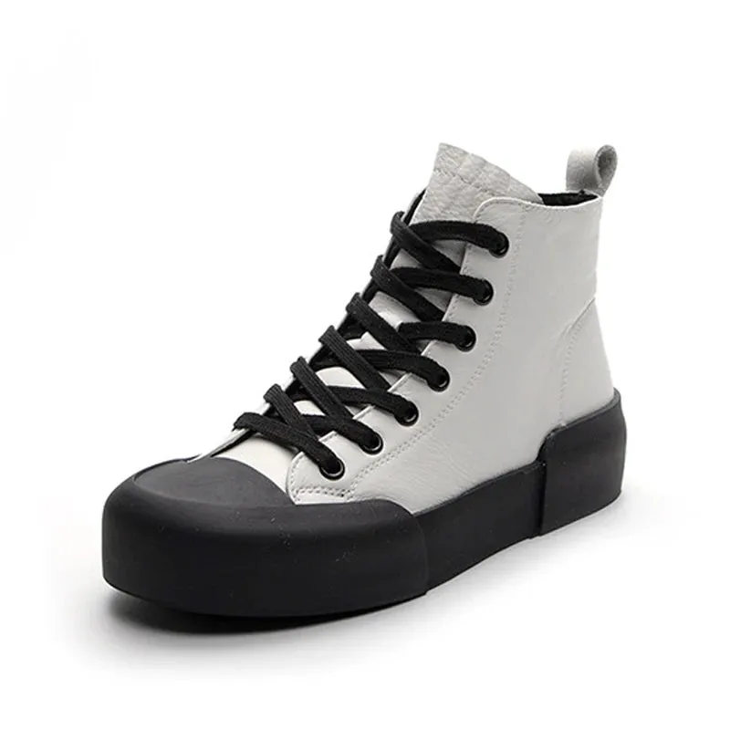 High Top Sneakers Genuine Leather - Esther