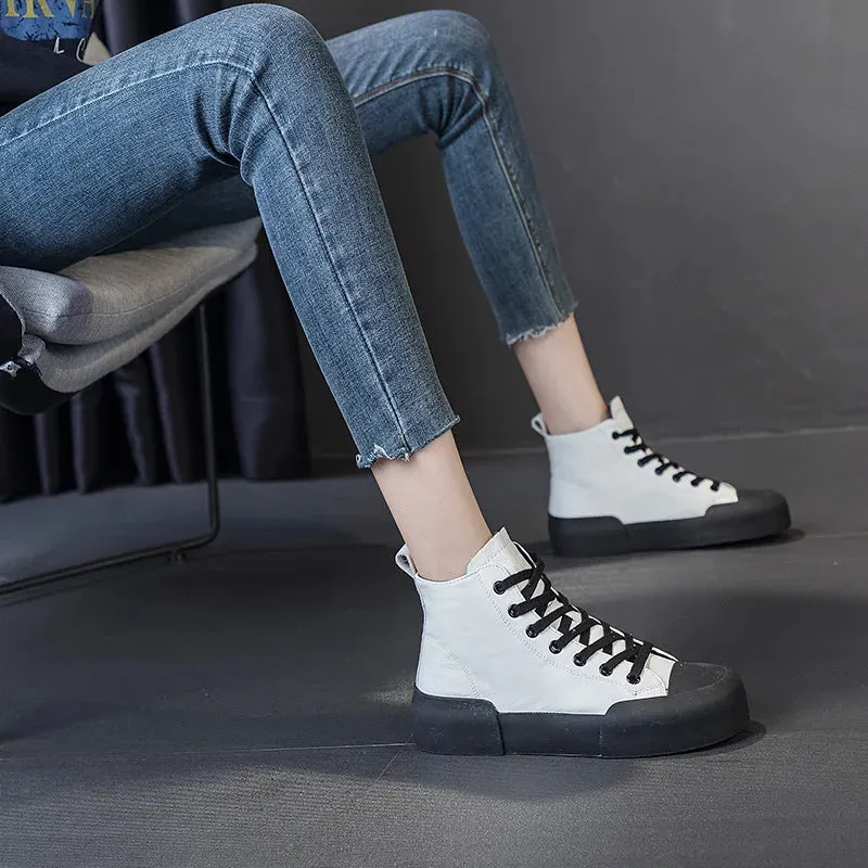 High Top Sneakers Genuine Leather - Esther