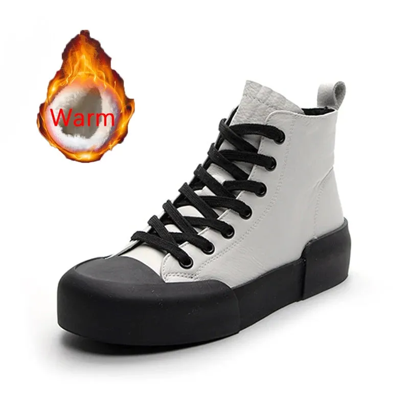 High Top Sneakers Genuine Leather - Esther