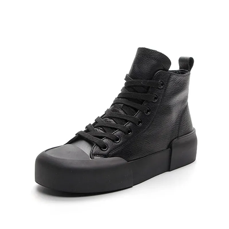 High Top Sneakers Genuine Leather - Esther