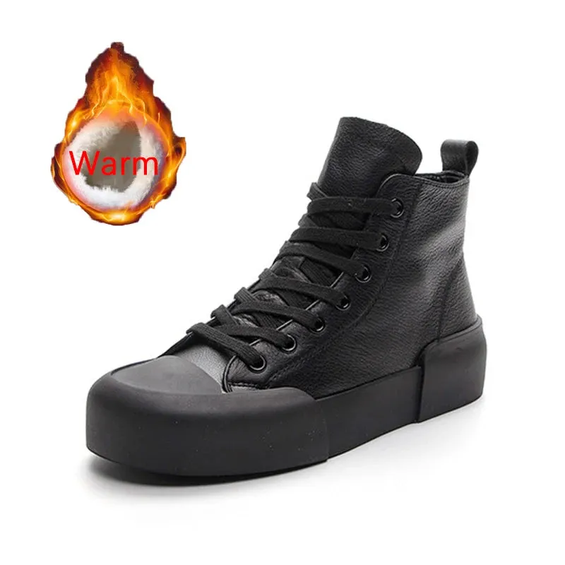 High Top Sneakers Genuine Leather - Esther