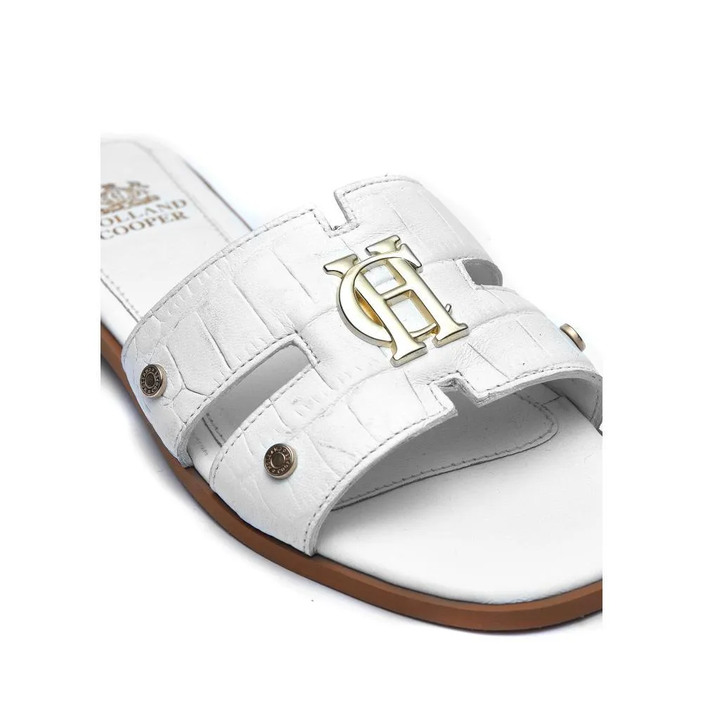 Holland Cooper Monogram Ladies Sliders - White Croc