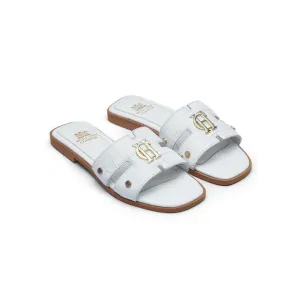 Holland Cooper Monogram Ladies Sliders - White Croc