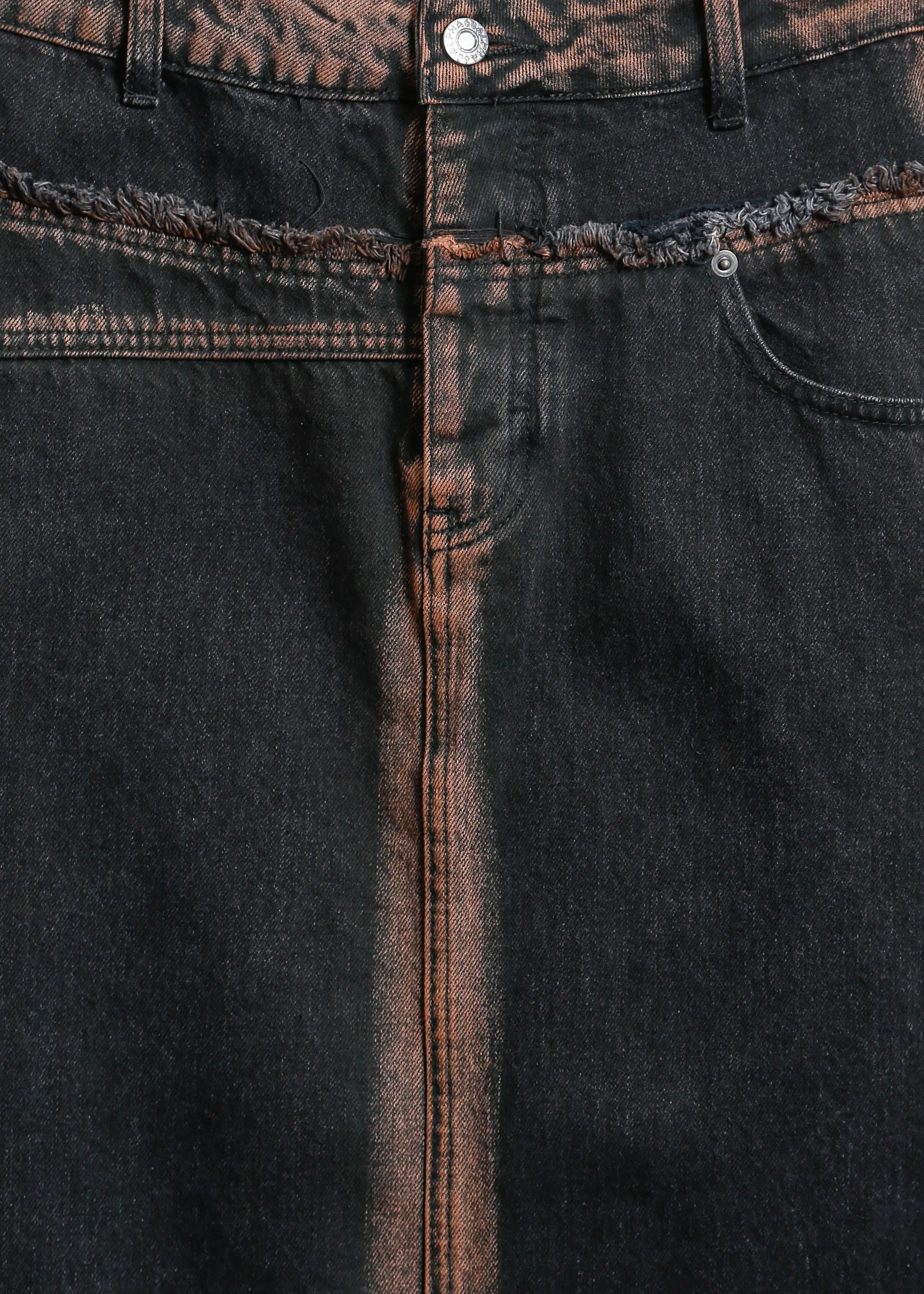 INDIO DENIM SKIRT / BLACK-ORANGE
