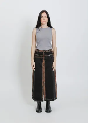 INDIO DENIM SKIRT / BLACK-ORANGE