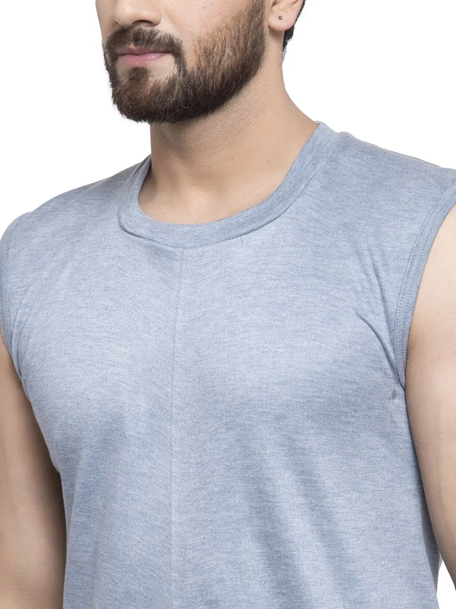 MEN'S SLEEVELESS SOLID ROUND NECK THERMAL TOP