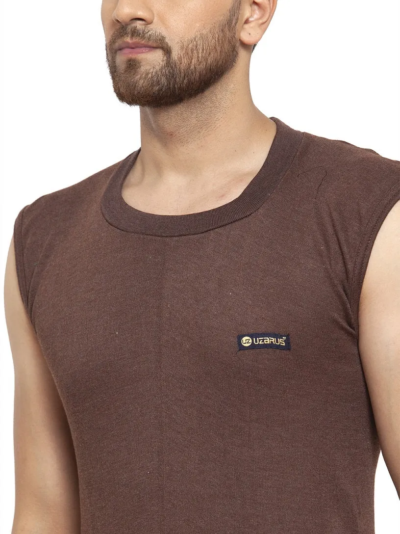 MEN'S SLEEVELESS SOLID ROUND NECK THERMAL TOP