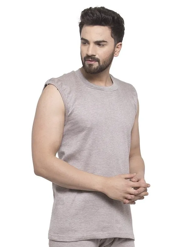 MEN'S SLEEVELESS SOLID ROUND NECK THERMAL TOP