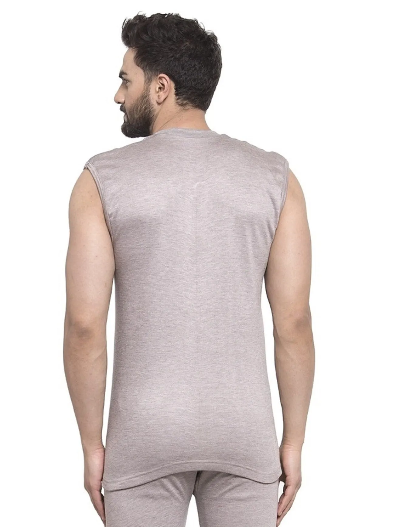 MEN'S SLEEVELESS SOLID ROUND NECK THERMAL TOP