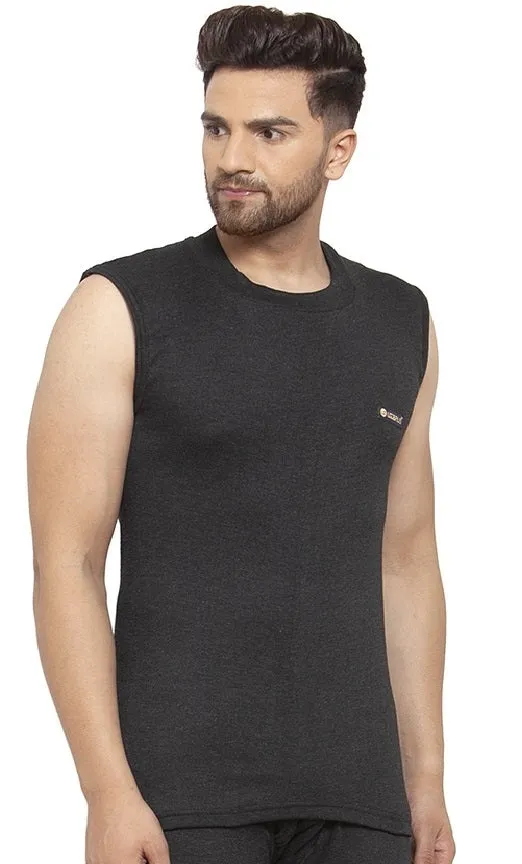 MEN'S SLEEVELESS SOLID ROUND NECK THERMAL TOP