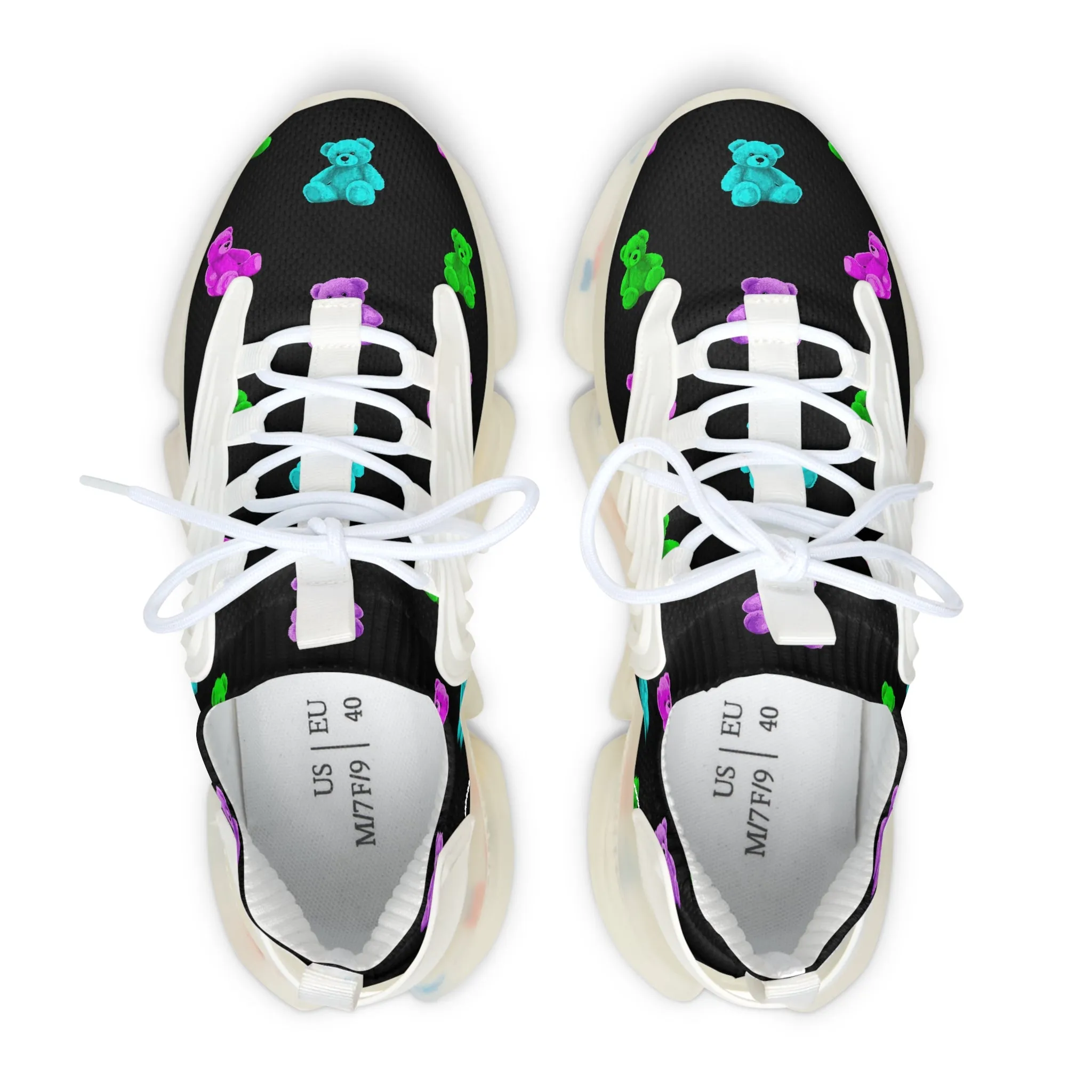 Neon Teddy Bears Women's Mesh Sneakers