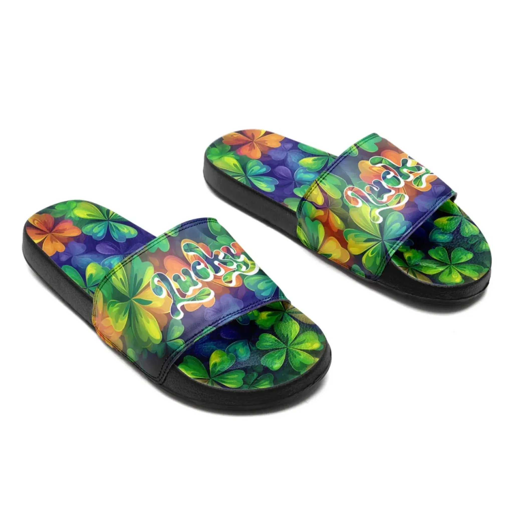 Personalized Green Slide Sandal, Custom St.Patrick's Day Slipper, Unisex Slipper
