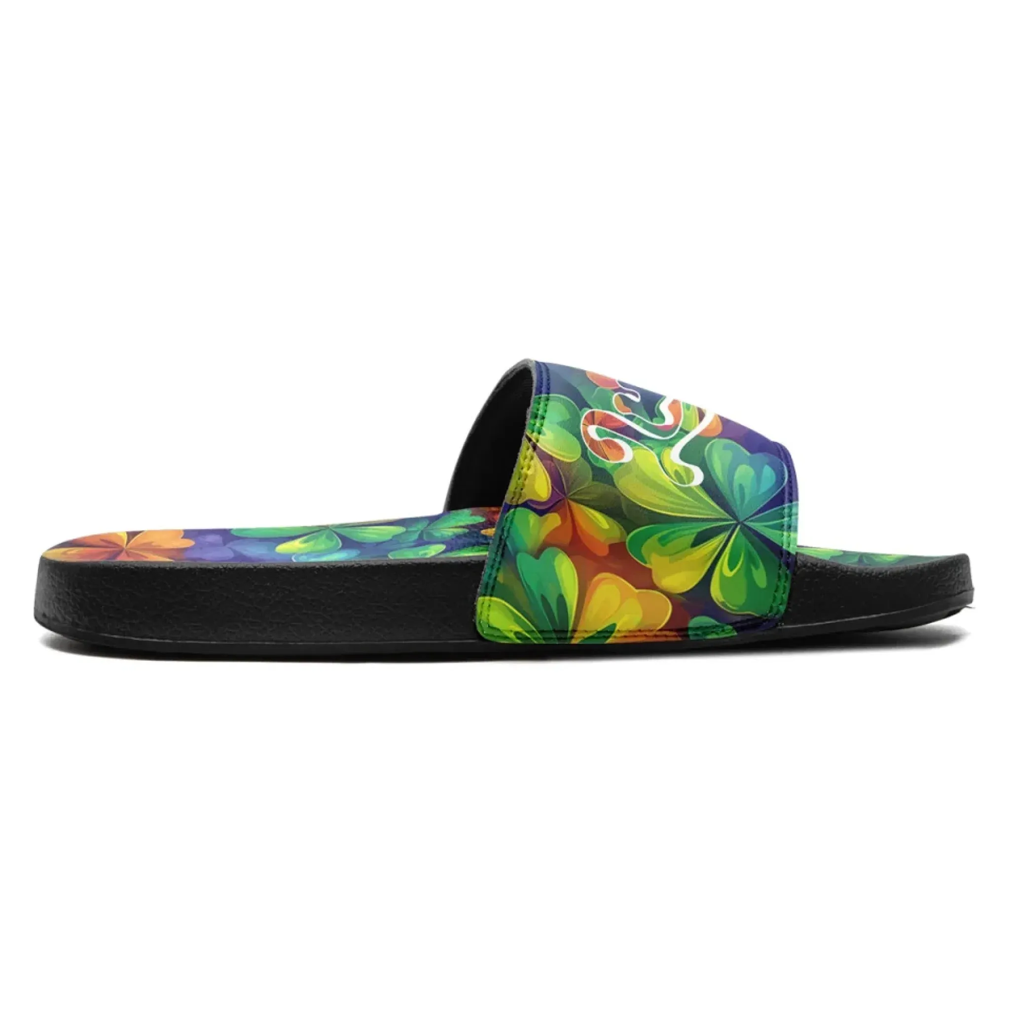 Personalized Green Slide Sandal, Custom St.Patrick's Day Slipper, Unisex Slipper