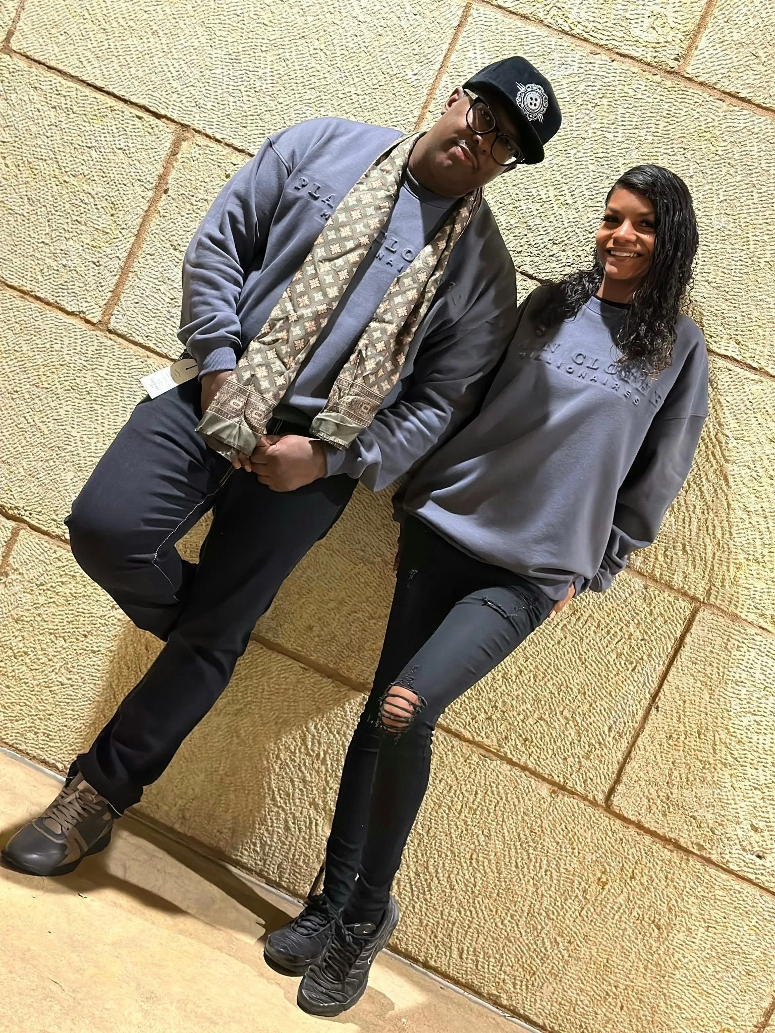 "Lifestyle"  Oversized Embossed Crewneck Sweater