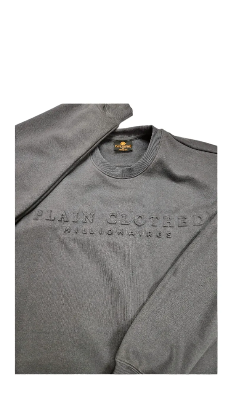 "Lifestyle"  Oversized Embossed Crewneck Sweater