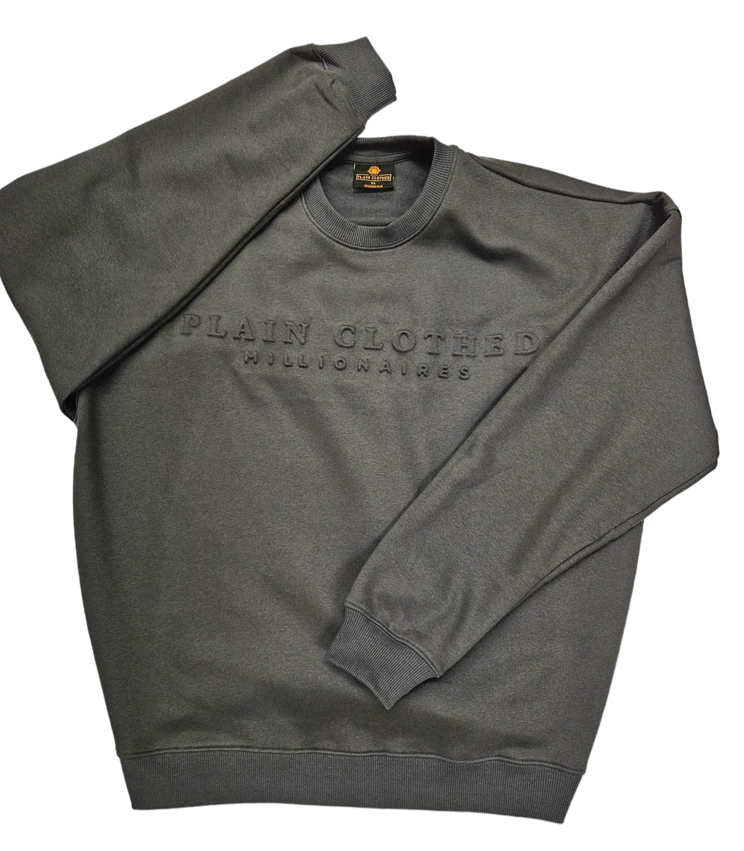 "Lifestyle"  Oversized Embossed Crewneck Sweater