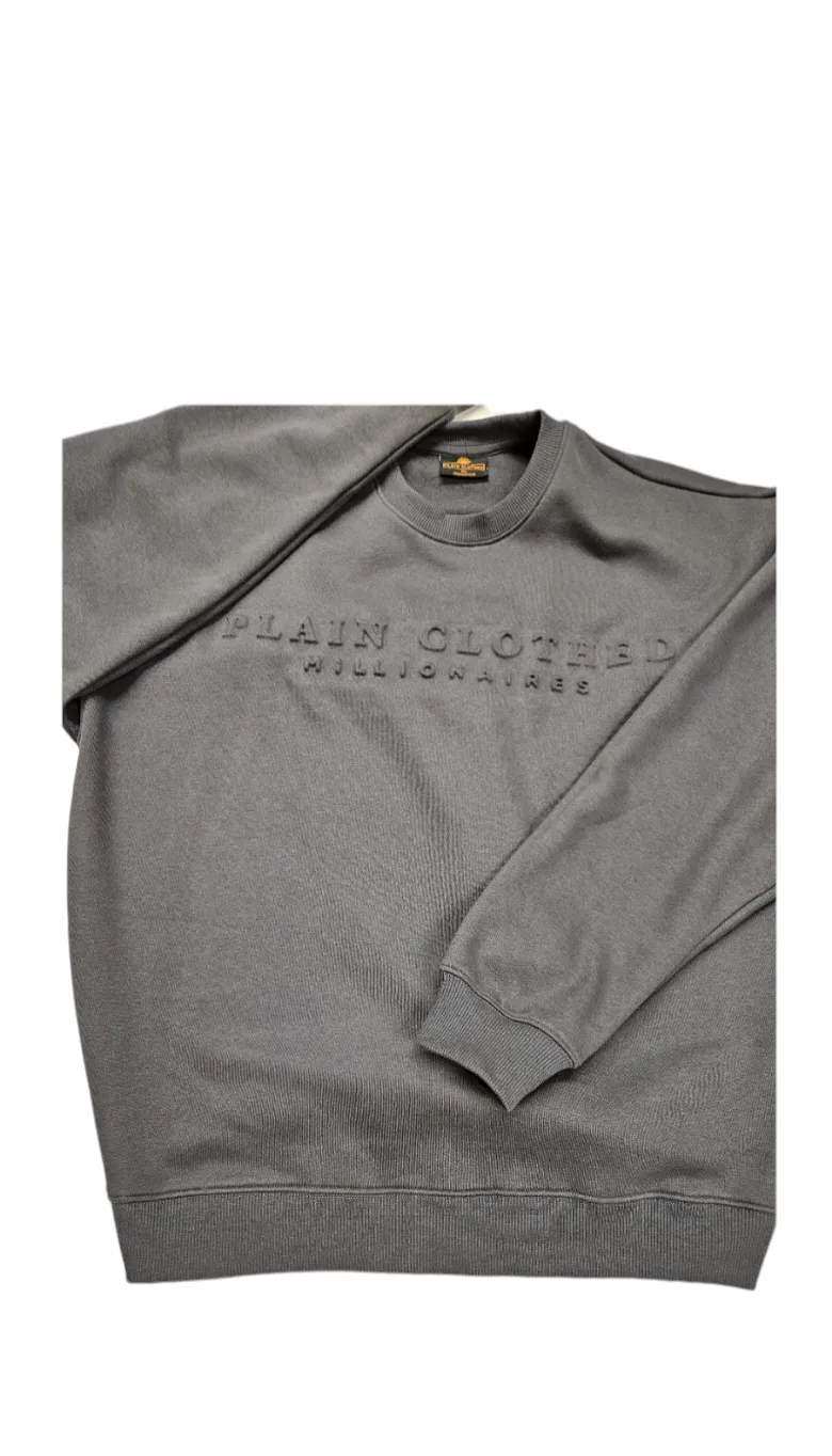 "Lifestyle"  Oversized Embossed Crewneck Sweater