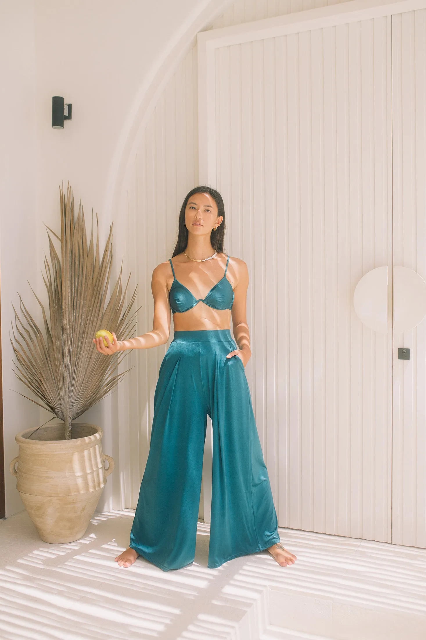 Second Skin | Shimmer ~ Poolside PJ Pants with Pockets - Tourmaline Teal