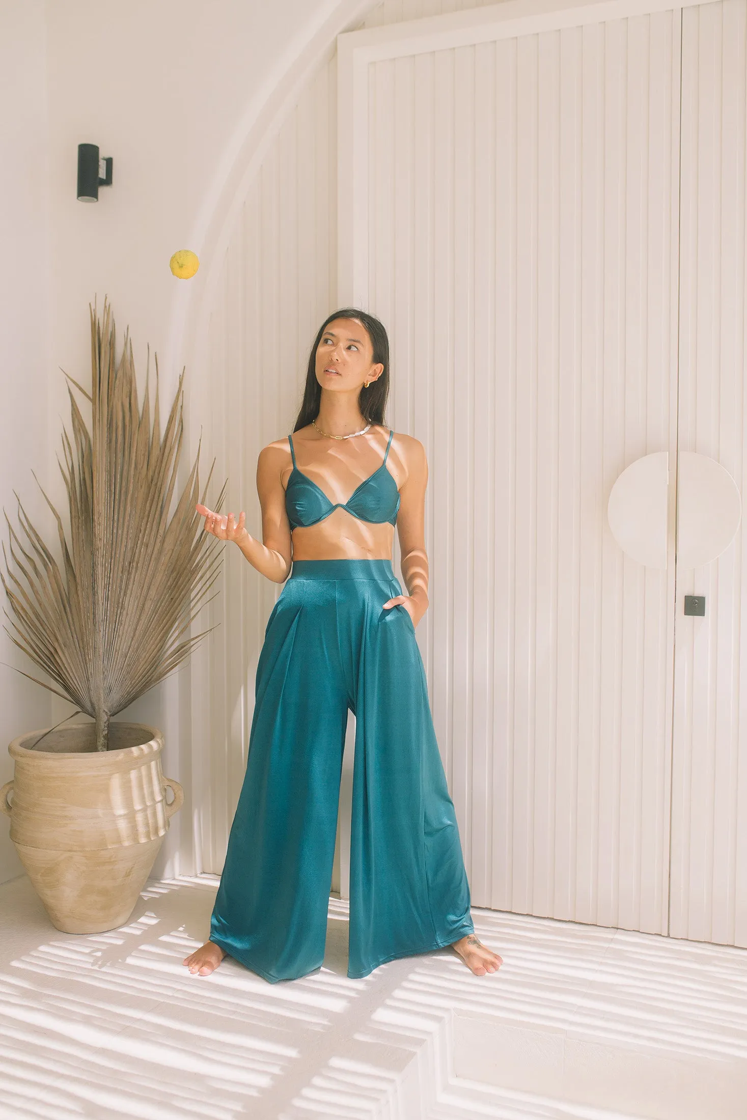 Second Skin | Shimmer ~ Poolside PJ Pants with Pockets - Tourmaline Teal