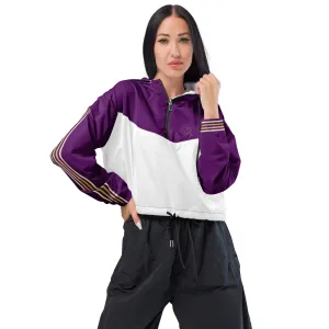 Snooty Fox Art Women’s Cropped Windbreaker - Purple w/ Saints Logo